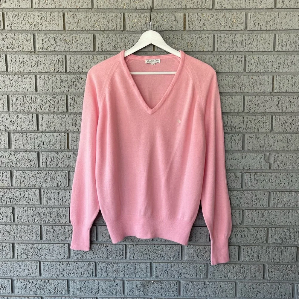 Vintage Christian Dior Sweater Light Pink Size Large